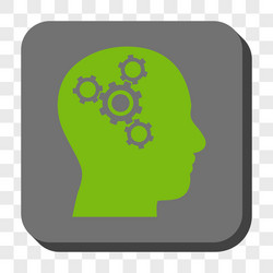 brain mechanics rounded square button vector image