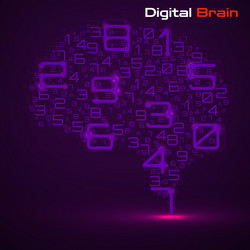 Digital brain with numbers artificial vector