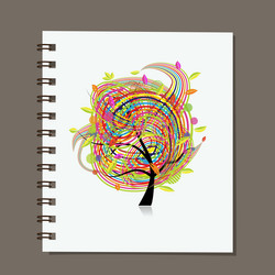 notebook abstract colorful tree design vector image