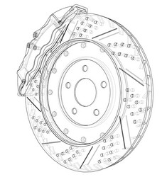 Brake disc outline rendering of 3d vector