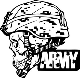 Military Skull with Army Symbols Vector Image