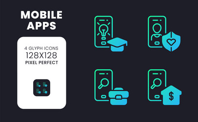 Mobile apps blue solid gradient desktop icons vector