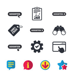 register with hand pointer icon mouse cursor vector image