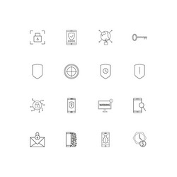 internet security linear thin icons set outlined vector image