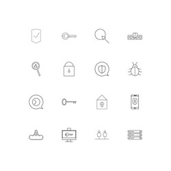internet security simple linear icons set vector image