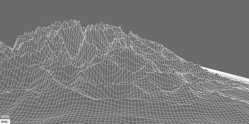 Wireframe polygonal landscape Royalty Free Vector Image