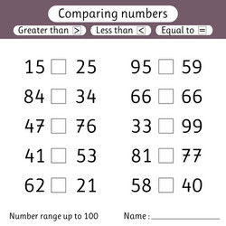 comparing numbers less than greater equal vector image