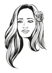 Elegant Woman Face Sketch Vector Image