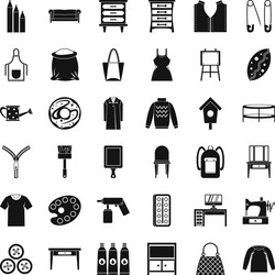 Needlework icons set simple style vector