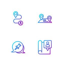 set line folded map with location marker push pin vector image