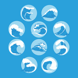 Ocean three waves Royalty Free Vector Image - VectorStock