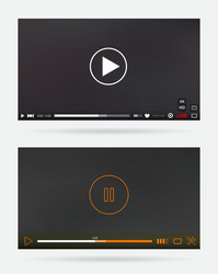 video player window with menu and buttons panel vector