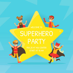 welcome to superhero party invitation happy Vector Image