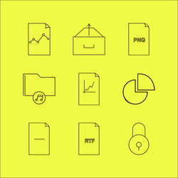 files and folders linear icon set simple outline vector image