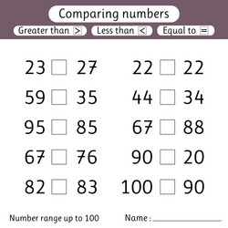 comparing numbers less than greater equal vector image