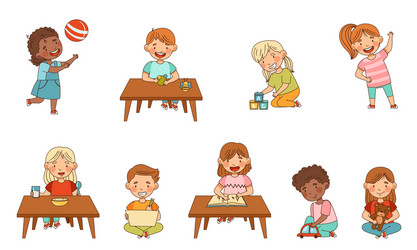 little kids in kindergarden learning alphabet Vector Image