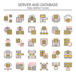 Server and database thin line pixel perfect vector