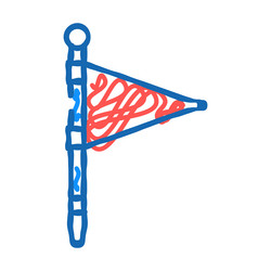 flag red pointer map location icon doodle vector image
