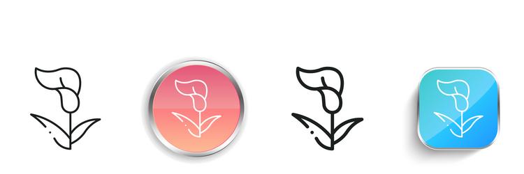 calla lily icon thin linear regular and button vector image