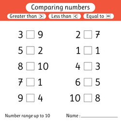 comparing numbers less than greater equal vector image