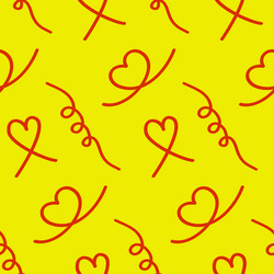 Curl and heart seamless pattern yellow red color vector