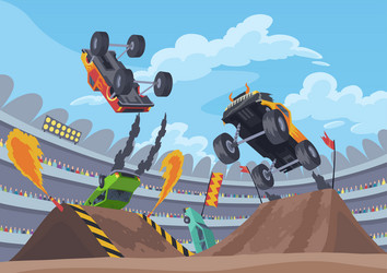 jumping monster truck show bright colorful vector