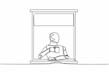 Robot Enjoying a Window View vector image