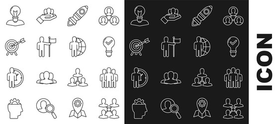 set line project team base users group light bulb vector image