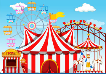 Fun fair theme park on isolated background Vector Image