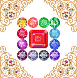 asscher cut ruby encased in a squared frame vector image