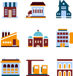 building icon set abstract architecture vector image