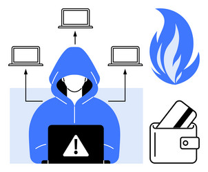 cybersecurity threat concept with hacker data vector image