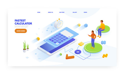 fastest calculator landing page design website vector