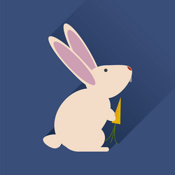 flat web icon with long shadow rabbit carrot vector image