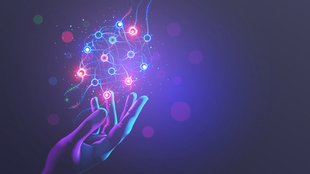 neural network scheme above scientist hand vector image