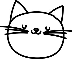 Cute cat face cartoon character on white vector