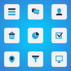 interface icons colored set with user task vector image