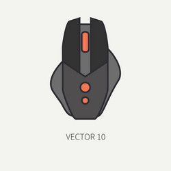 Line flat color computer part icon mouse vector