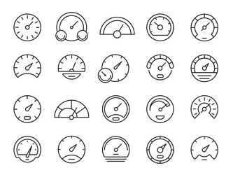speedometer line icons loading and downloading vector image