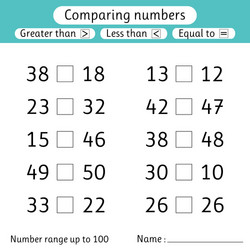 comparing numbers less than greater equal vector image