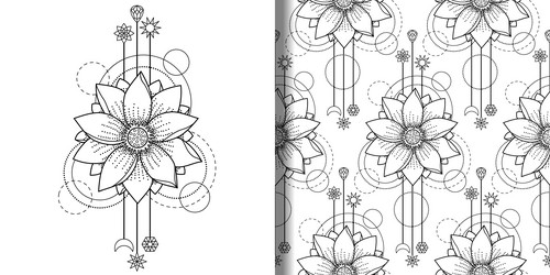 lotus modern abstract print and seamless pattern vector image
