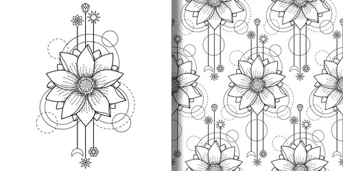 Lotus modern abstract print and seamless pattern vector