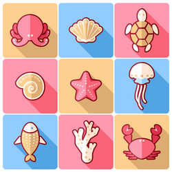 sealife icons vector