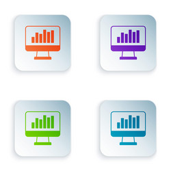 color computer monitor with graph chart icon vector image