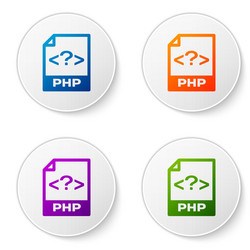 Color php file document icon download button vector