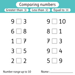 comparing numbers less than greater equal vector image