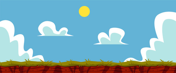 Flat landscape background blue cloud sky vector