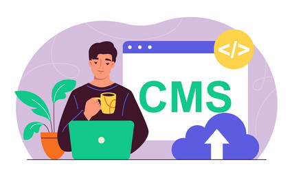 man with cms content management system vector image