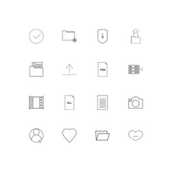 files and folders sign linear thin icons set vector image