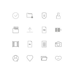 Files and folders sign linear thin icons set vector